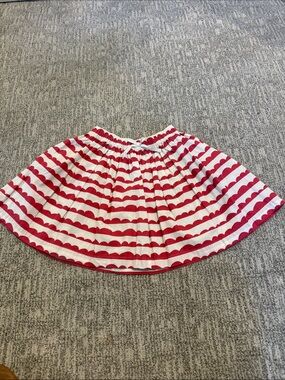 Hanna Andersson White Skirt with pink Scallop Stripes